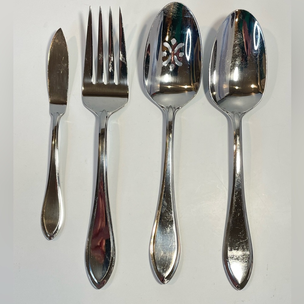 Oneida Stainless Flatware Hostess Serving Set 4 Pieces Slotted Spoon Silverware